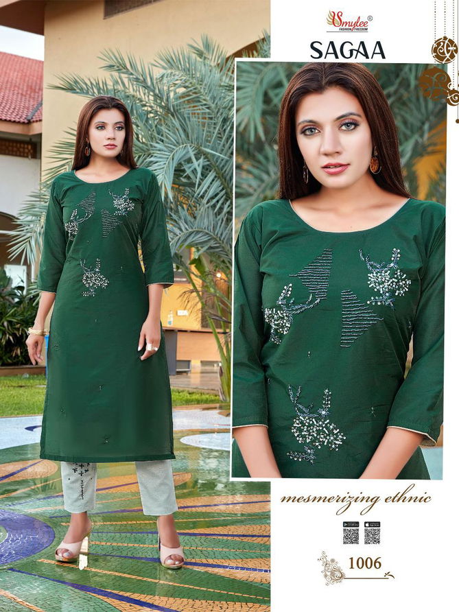 Smylee Sagaa Designer Ethnic Wear Designer Kurti With Bottom Collection